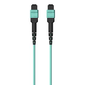 MTP to MTP MPO Fiber Optic Cable, 40GbE Aqua MTP/MTP, 50/125, OM3, Plenum